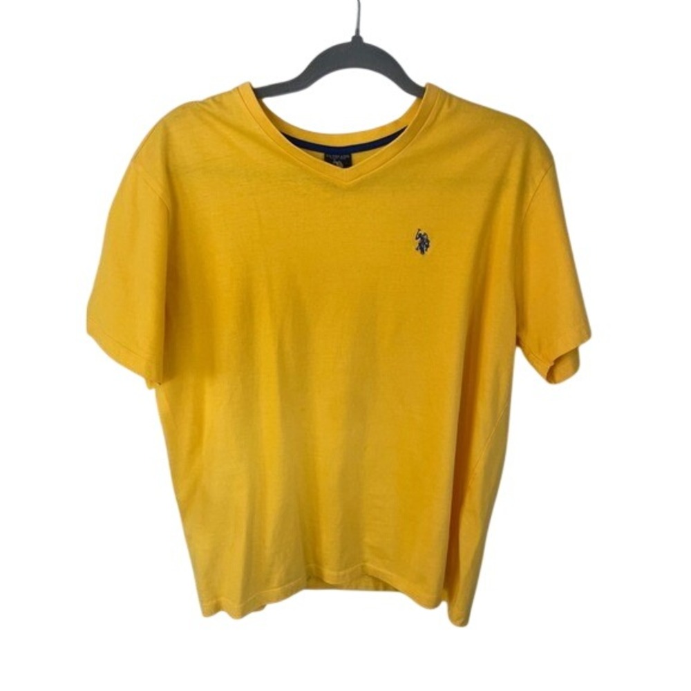 US Polo Assn Mens Yellow V Neck Short Sleeve T Shirt Size Medium Pony Logo M NEW